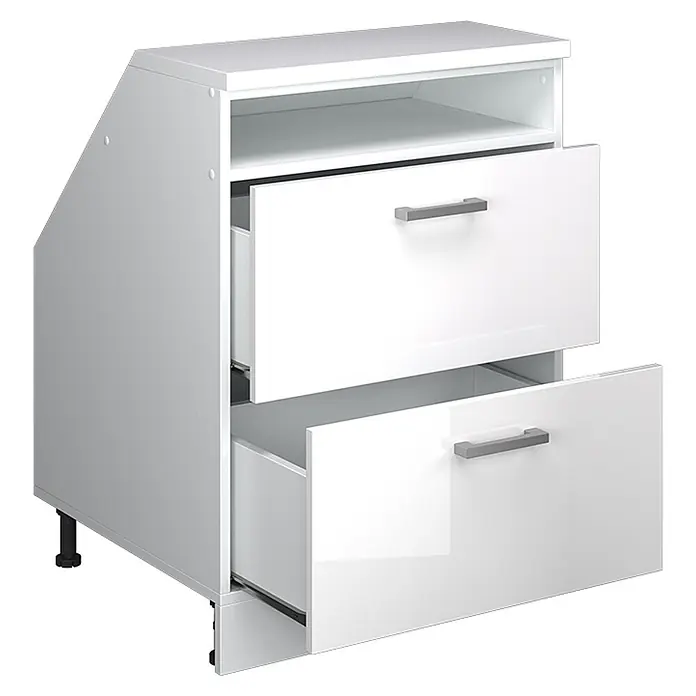 Küchenschrank für Dachschrägen R-Line 60 cm Weiß Hochglanz Art.-Nr. 60073 - 