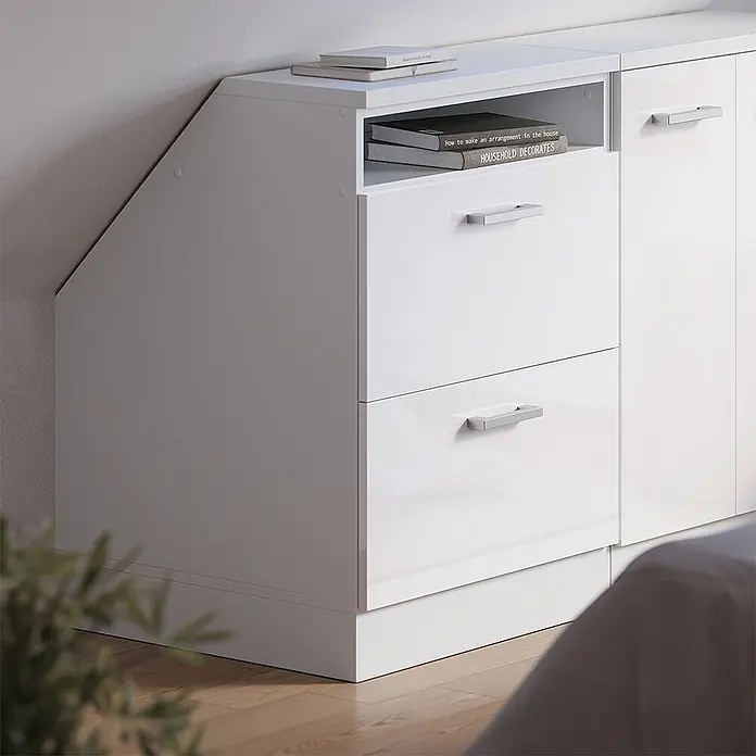 Küchenschrank für Dachschrägen R-Line 60 cm Weiß Hochglanz Art.-Nr. 60073 - 