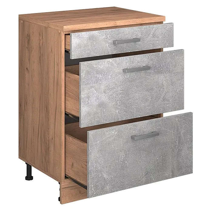 Küchenschrank für Dachschrägen R-Line 60 cm Beton Art.-Nr. 61713 - 