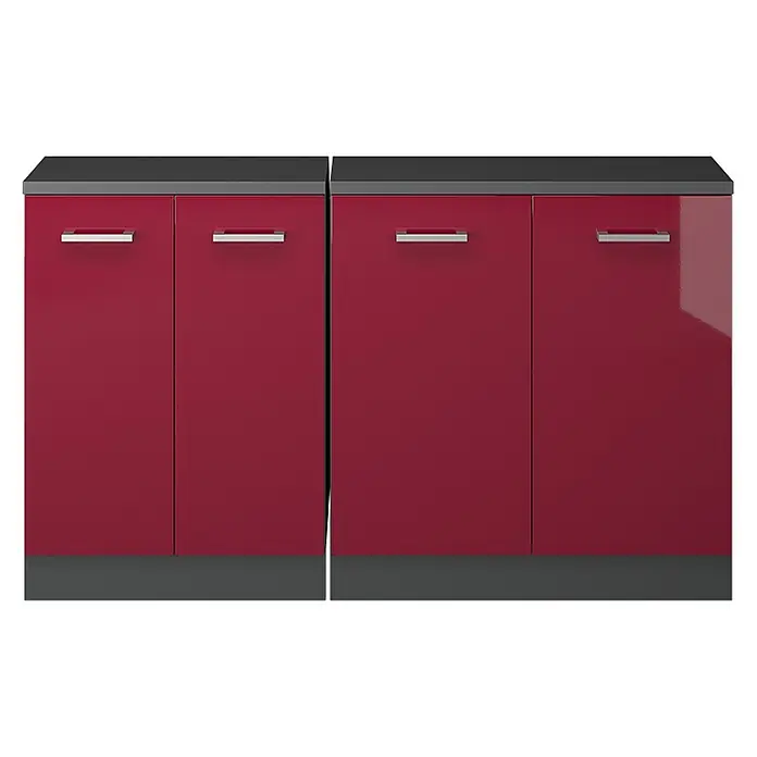 Küchenschrank für Dachschrägen R-Line 140 cm Rot Hochglanz Art.-Nr. 60334 - 