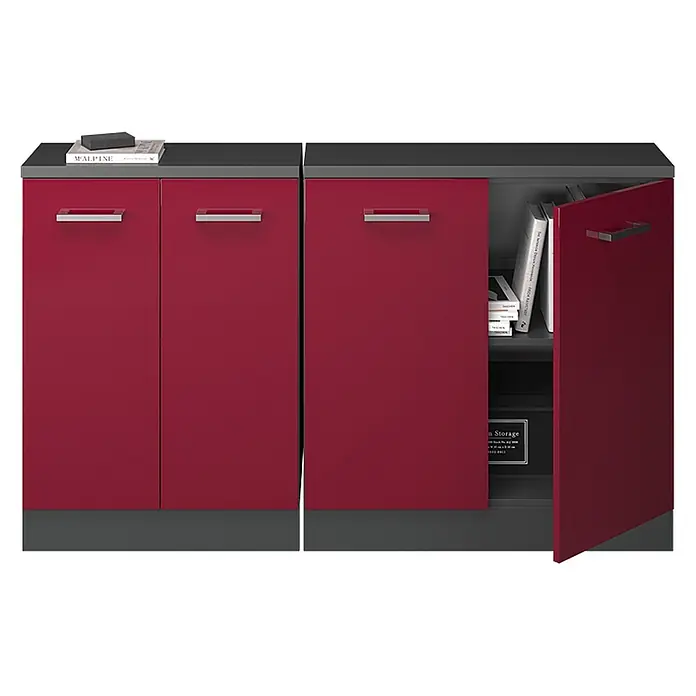 Küchenschrank für Dachschrägen R-Line 140 cm Rot Hochglanz Art.-Nr. 60334 - 