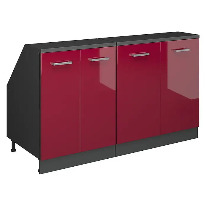 Küchenschrank für Dachschrägen R-Line 140 cm Rot Hochglanz Art.-Nr. 60334 - 