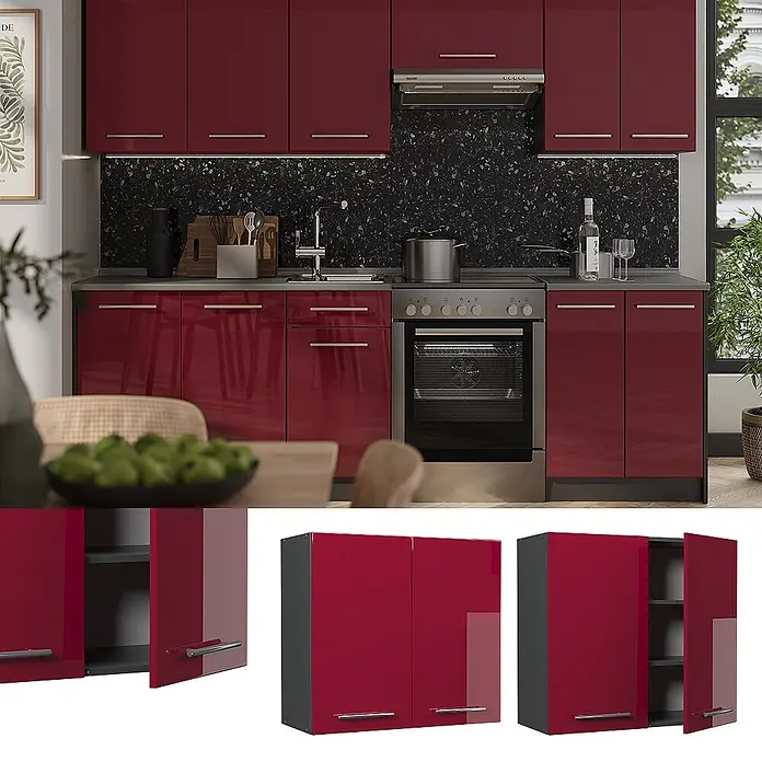 Hängeschrank Fame-Line 80 cm Bordeaux Hochglanz Art.-Nr. 62807 - 