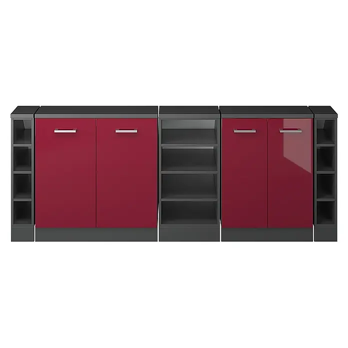 Küchenschrank für Dachschrägen R-Line 210 cm Rot Hochglanz Art.-Nr. 59950 - 
