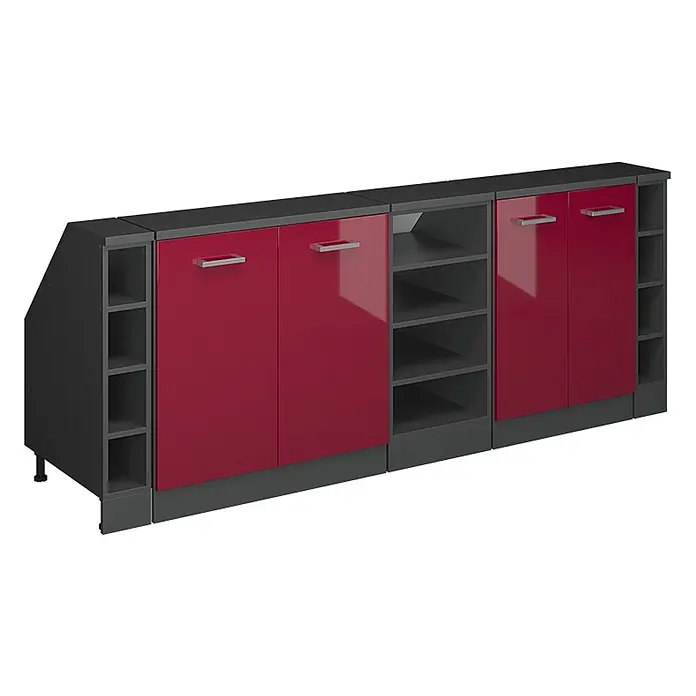 Küchenschrank für Dachschrägen R-Line 210 cm Rot Hochglanz Art.-Nr. 59950 - 