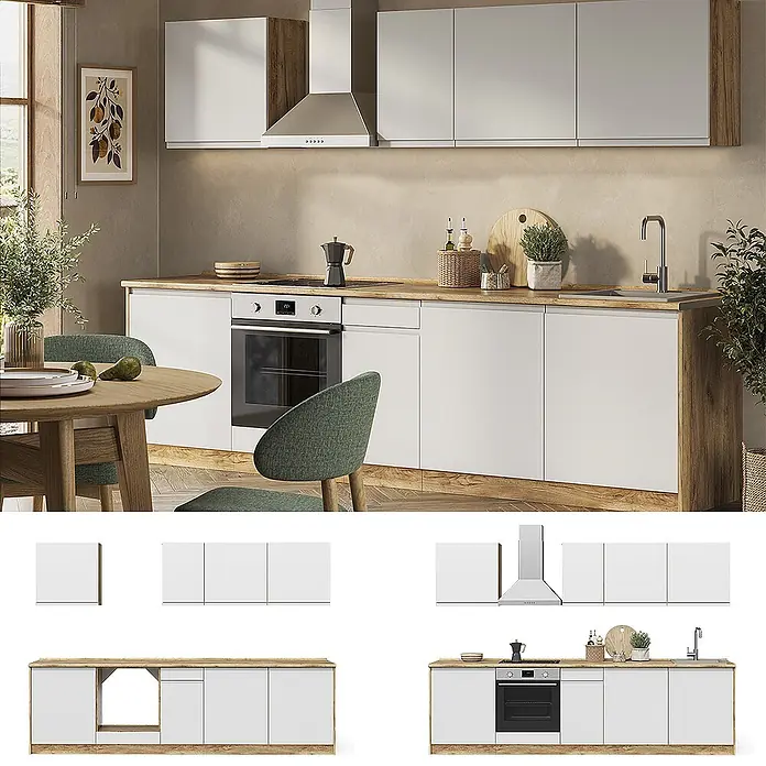 Küchenzeile R-Line 280 cm Weiß Art.-Nr. 70587 - 