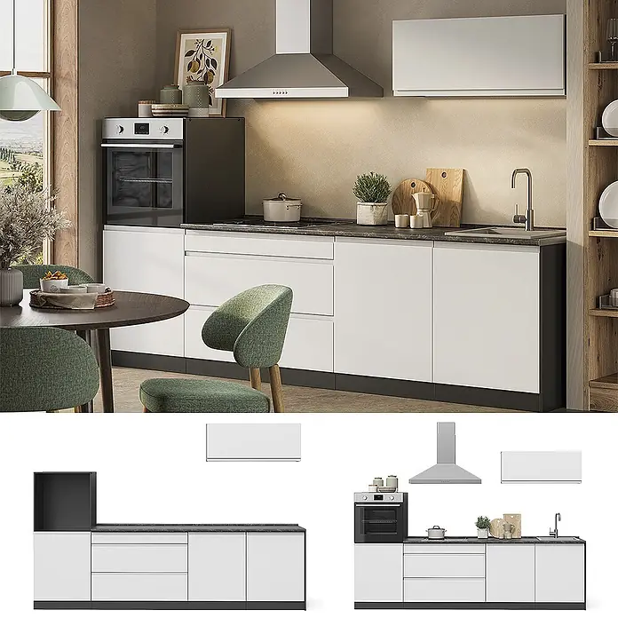 Küchenzeile R-Line 280 cm Weiß Art.-Nr. 70607 - 