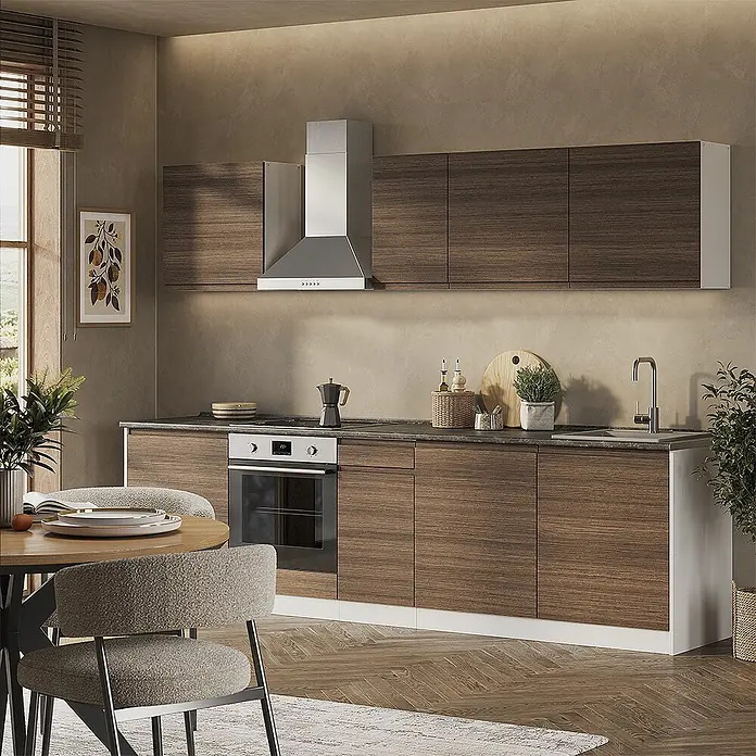 Küchenzeile R-Line 280 cm Tabak-Walnuss Art.-Nr. 70590 - 