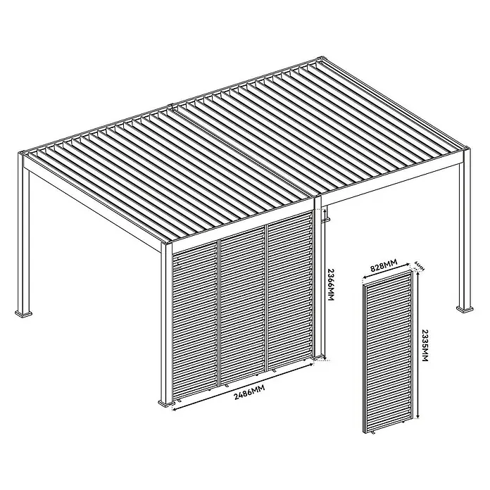 Weide Lamellenwand Horizontal Alu 83 cm x 6 cm x H 235 cm Weiss - 