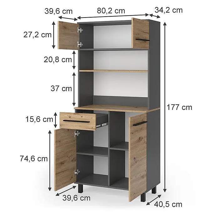Küchenbuffet Pure 80.2 cm Artisan-Eiche Art.-Nr. 59912 - 
