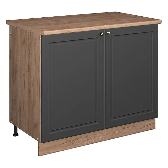 Spülenunterschrank Fame-Line 100 cm Anthrazit-Gold Landhaus Art.-Nr. 61954 - 