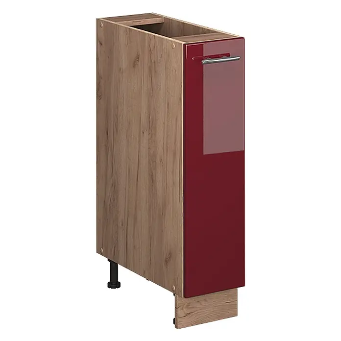Apothekerschrank Fame-Line 20 cm Bordeaux Hochglanz Art.-Nr. 61691 -  - Schmaler Küchenunterschrank mit Holzkorpus und hochglanzroter Front.