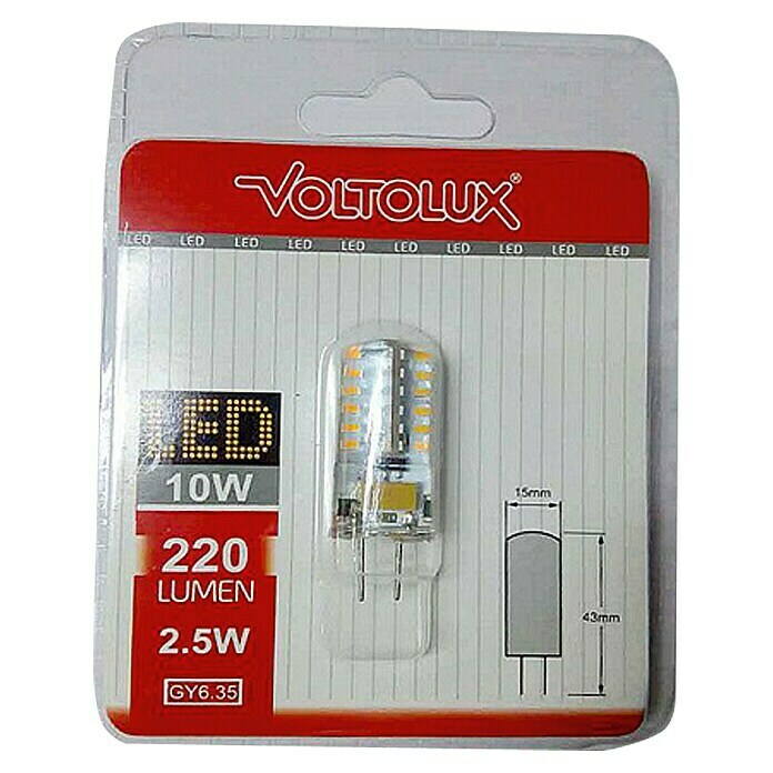 Voltolux Bombilla LED con casquillo de patilla (2,5 W, Blanco cálido, 220 lm, Clase de eficiencia energética: A+)