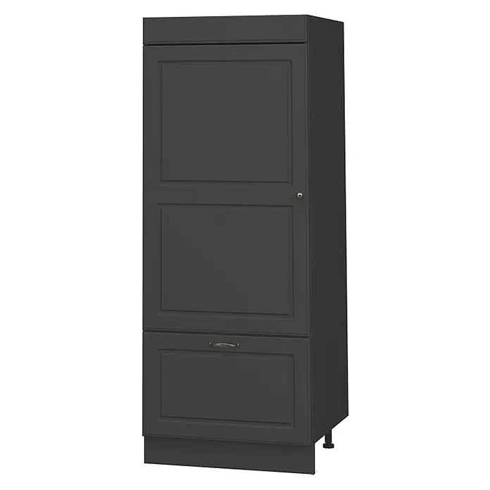 Vorratsschrank Fame-Line 60 cm Anthrazit-Gold Landhaus Art.-Nr. 62655 -  - Hoher anthrazitfarbener Schrank mit Kassettentüren und einer Schublade, mit Messingbeschlägen.