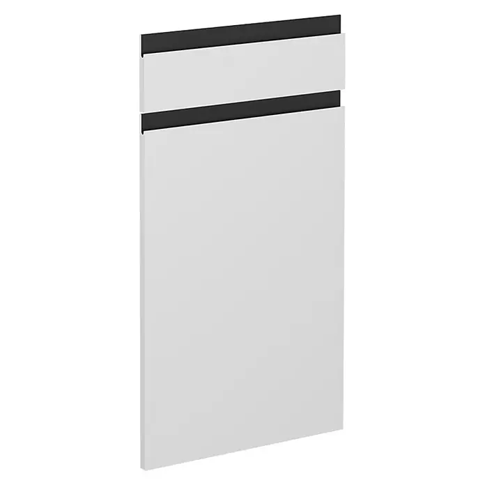 Küchenfront R-Line 39.6 cm Weiß Art.-Nr. 39518 -  - Weißes Schrankpaneel mit zwei horizontalen schwarzen integrierten Griffen.