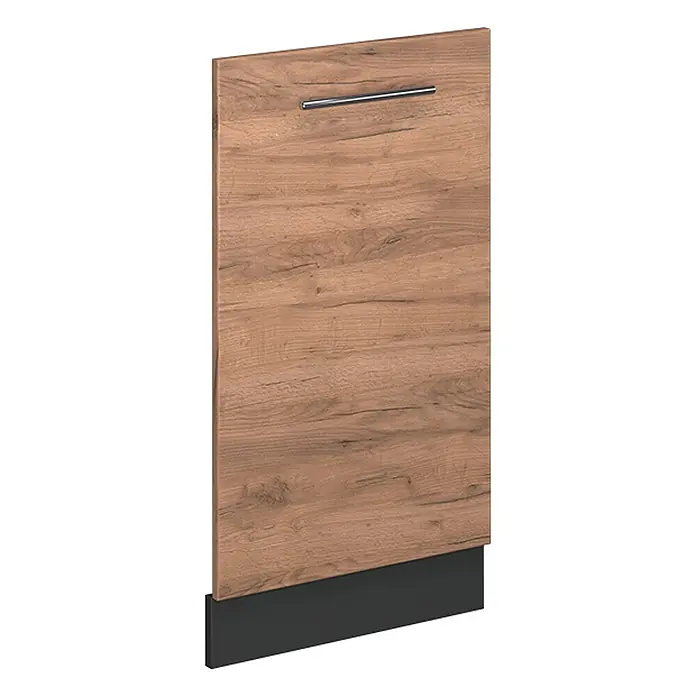 Geschirrspülblende Fame-Line 45 cm Goldkraft Eiche Art.-Nr. 54290 -  - Schranktür in Holzoptik mit silbernem Stangengriff und dunkler Sockelblende.