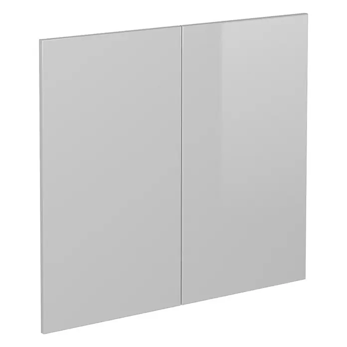 Küchenfront R-Line 79.2 cm Weiß Hochglanz Art.-Nr. 34635 -  - Zwei glänzende, graue Schranktüren für moderne Möbel.