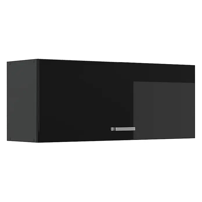Hängeschrank R-Line 100 cm Schwarz Hochglanz Art.-Nr. 63168 -  - Schwarzer Hochglanz-Wandschrank mit elegantem silbernem Griff.