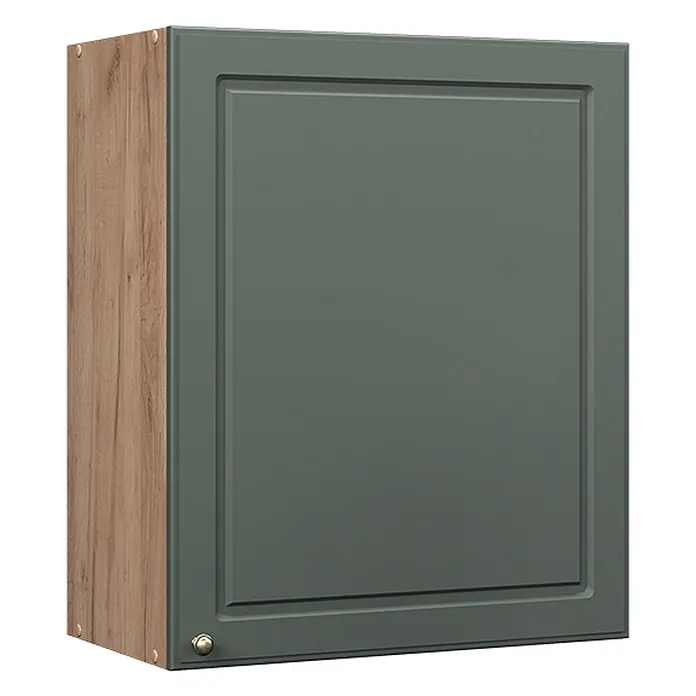 Hängeschrank Fame-Line 60 cm Grün-Gold Landhaus Art.-Nr. 62856 -  - Dunkelgrüner Küchenwandschrank mit Kassettenfront und heller Holzoptik-Seitenwand.
