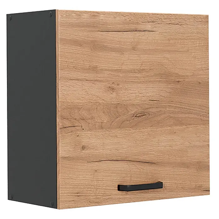 Hängeschrank R-Line 60 cm Goldkraft Eiche Art.-Nr. 65793 -  - Hängeschrank mit Eiche-Optik Front, dunkelgrauem Korpus und schwarzem Griff.
