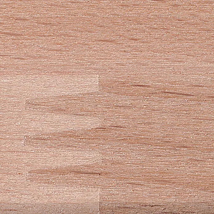 Regalstollen - Buche, 2.500 x 43 x 19 mm - Nahaufnahme eines Buchenholzprodukts mit feiner Maserung.