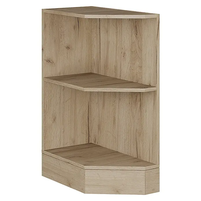 Küchenregal R-Line 30 cm Goldkraft Eiche Art.-Nr. 60559 -  - Helles Eckregal in Eichenoptik mit zwei offenen Fächern und geschlossenem Unterschrank.