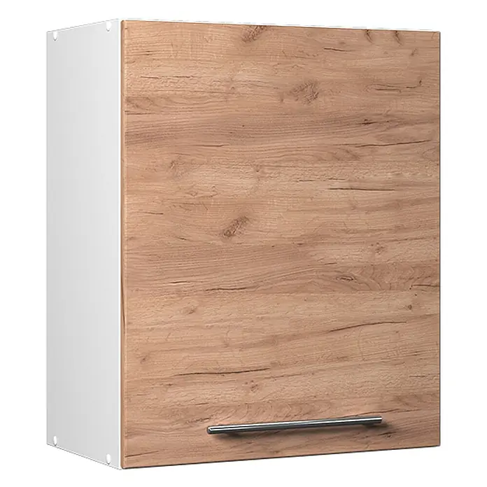 Hängeschrank Fame-Line 60 cm Goldkraft Eiche Art.-Nr. 62837 -  - Wandschrank mit heller Holzmaserungstür, weißen Seiten und silbernem Griff.