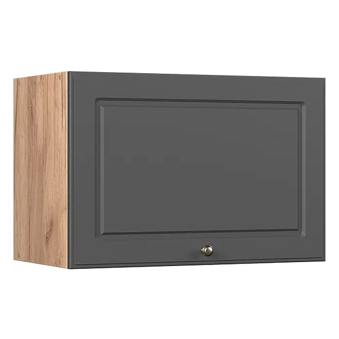 Hängeschrank Fame-Line 60 cm Anthrazit-Gold Landhaus Art.-Nr. 61550 -  - Grauer Küchenhängeschrank mit Rahmentür, Holzwange und goldenem Griff.