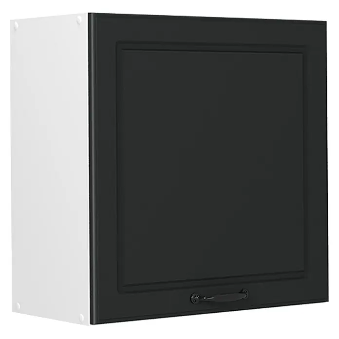 Hängeschrank R-Line 60 cm Anthrazit Landhaus Art.-Nr. 65776 -  - Weißer Wandschrank mit schwarzer Kassettentür und schwarzem Griff.