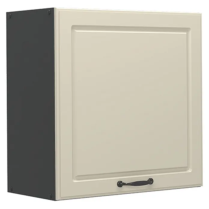 Hängeschrank R-Line 60 cm Sand Landhaus Art.-Nr. 71179 -  - Cremefarbener Wandschrank mit Kassettenfront, dunkelgrauer Seite und schwarzem Griff.