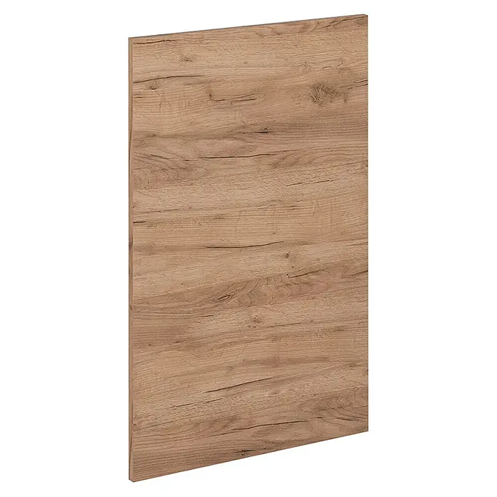 Küchenfront R-Line 39.6 cm Goldkraft Eiche Art.-Nr. 37359 -  - Hellbraune Holzoptik-Möbelplatte mit sichtbarer Maserung und Textur, schräg dargestellt.