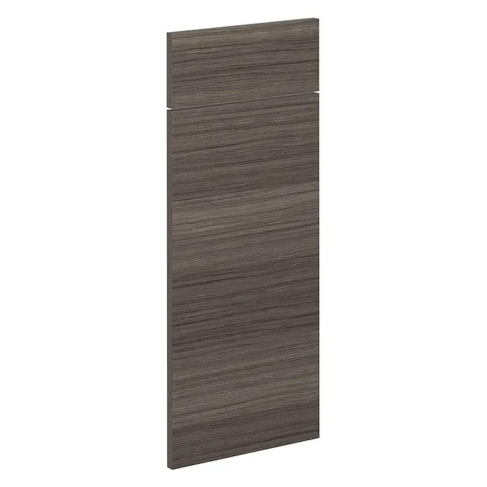 Küchenfront R-Line 29.6 cm Edelgrau Art.-Nr. 37423 -  - Grifflos, dunkelgraue Schranktür in Holzoptik mit integrierter Griffleiste.
