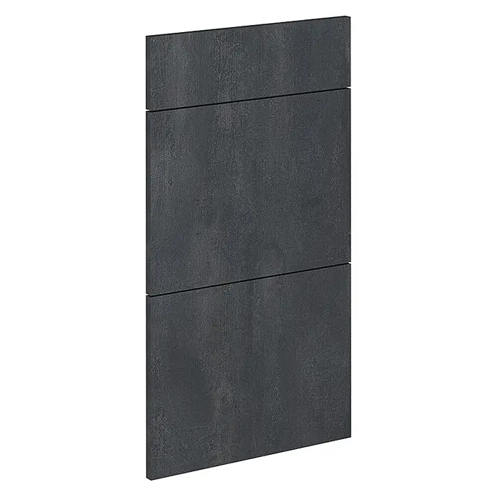 Küchenfront R-Line 39.6 cm Schwarz Beton Art.-Nr. 42835 -  - Strukturierte dunkelgraue Platte mit drei Abschnitten, Beton ähnelnd.