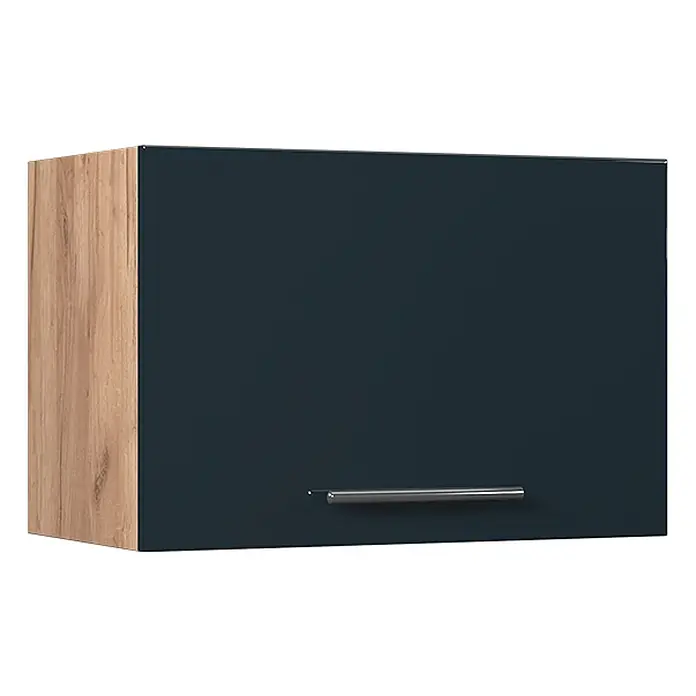 Hängeschrank Fame-Line 60 cm Dunkelblau Hochglanz Art.-Nr. 61555 -  - Wandschrank mit dunkelblauer Tür, heller Holzseite und silbernem Griff.