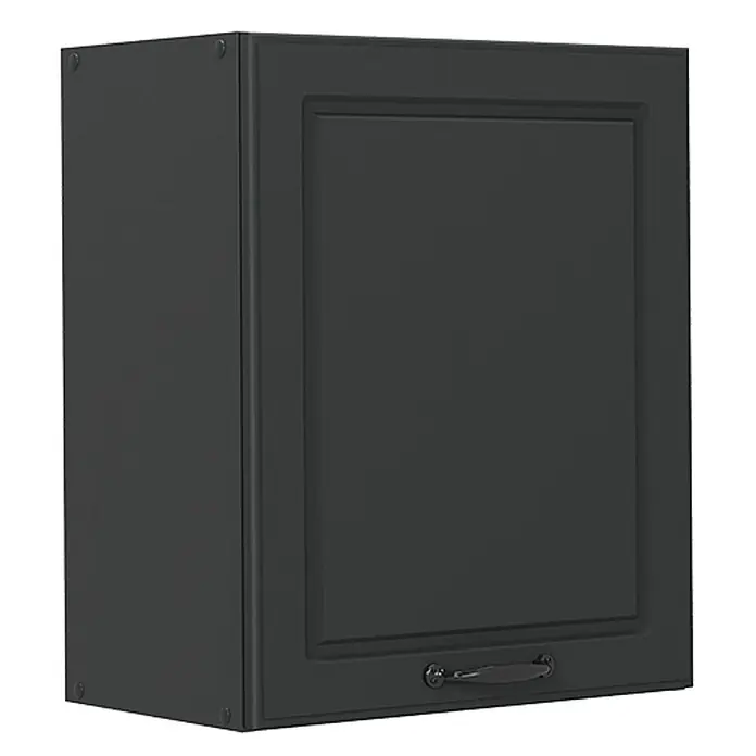 Hängeschrank R-Line 50 cm Anthrazit Landhaus Art.-Nr. 70031 -  - Ein dunkelgrauer Oberschrank mit gerahmter Shaker-Tür und einem Ziergriff.