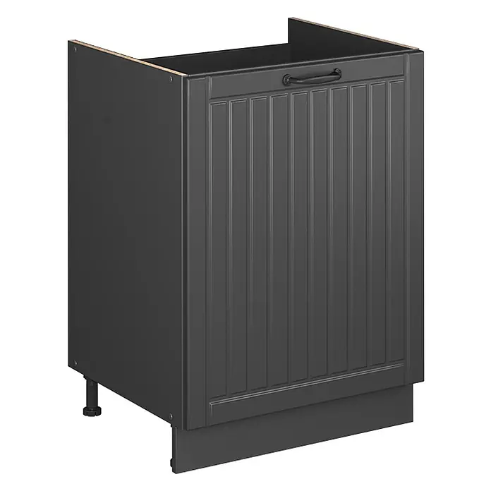 Spülenunterschrank Fame-Line 60 cm Dunkelgrau Art.-Nr. 63419 -  - Dunkelgrauer Küchenunterschrank mit Lamellentür, Griff und verstellbaren Füßen.