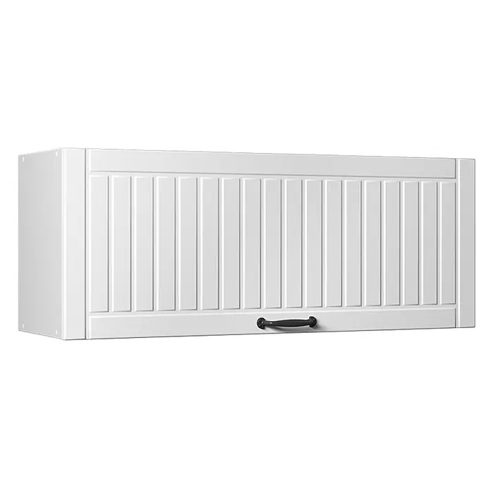 Hängeschrank Fame-Line 100 cm Weiß Landhaus Art.-Nr. 61567 -  - Weißer Hängeschrank mit vertikaler Verkleidung und dunklem Griff.