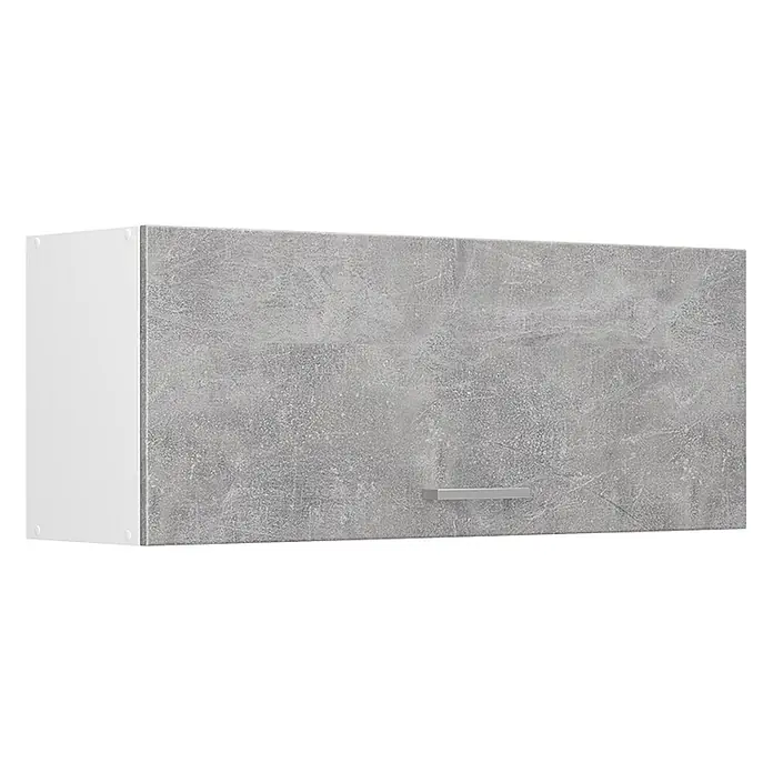 Hängeschrank R-Line 100 cm Beton Art.-Nr. 63148 -  - Grauer Wandschrank in Betonoptik mit weißem Korpus und silbernem Griff.