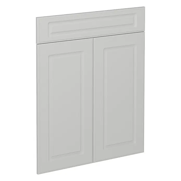 Küchenfront R-Line 59.6 cm Weiß Landhaus Art.-Nr. 36336 -  - Hellegraue Schranktüren mit Kassettenfront und passender Schubladenfront.