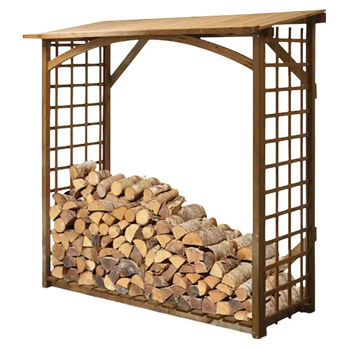 Kaminholzregal Spessart - 190 x 80 x 190 cm, Holz, Braun - Diagonale Ansicht