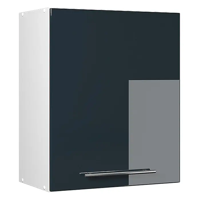 Hängeschrank Fame-Line 60 cm Dunkelblau Hochglanz Art.-Nr. 62839 -  - Hängeschrank mit dunkelblauer Tür, hellgrauem Abschnitt und Metallgriff.