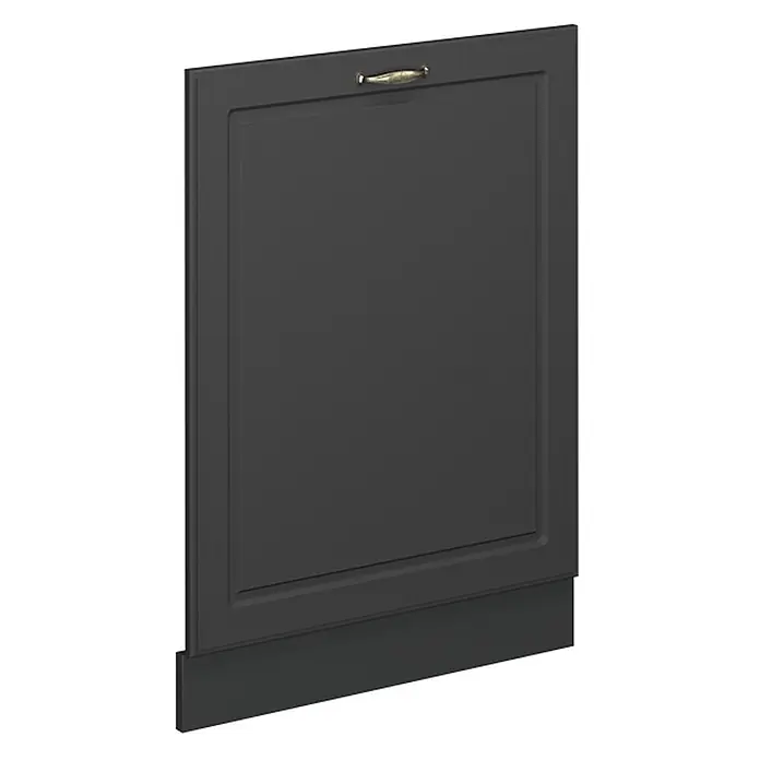 Geschirrspülblende Fame-Line 60 cm Anthrazit-Gold Landhaus Art.-Nr. 56504 -  - Dunkelgraue integrierte Geschirrspülerfront mit Kassettendesign und kleinem goldenen Griff.