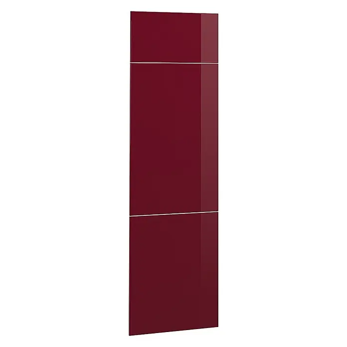 Küchenfront R-Line 59.6 cm Rot Hochglanz Art.-Nr. 41244 -  - Hohe, tiefrote Hochglanz-Möbeltürplatte mit zwei Abschnitten und modernem, grifflosen Design.