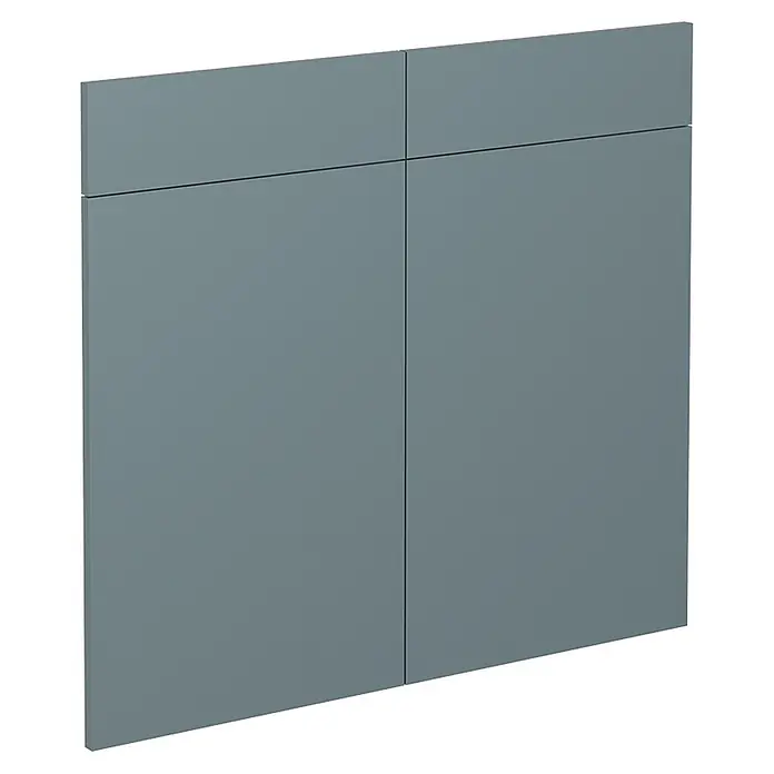 Küchenfront R-Line 79.2 cm Blau-Grau Art.-Nr. 40933 -  - Matte graublaue modulare Schrankfronten mit grifflosem Design.