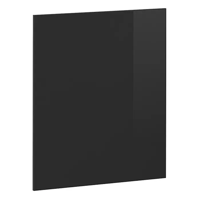 Küchenfront R-Line 59.6 cm Schwarz Hochglanz Art.-Nr. 40926 -  - Hochglänzende dunkelgraue rechteckige Möbelplatte oder Schranktür.