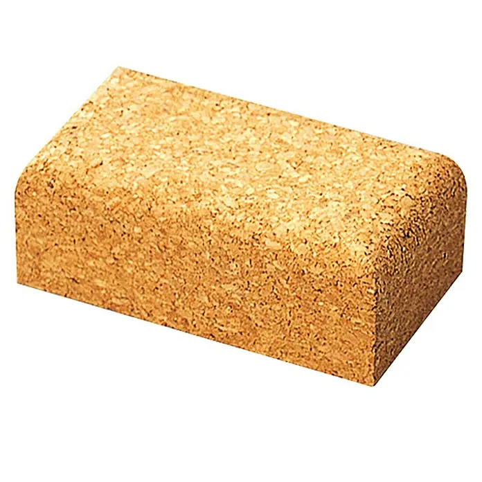 Wolfcraft Schleifblock - 123 x 67 mm, Kork - Ein rechteckiger Yoga-Block aus Kork mit abgerundeten Ecken, ideal für zusätzliche Unterstützung bei Yoga-Übungen.