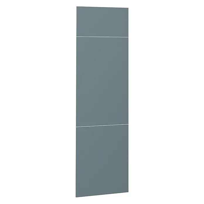 Küchenfront R-Line 59.6 cm Blau-Grau Art.-Nr. 40942 -  - Schiefergraue Schranktür mit zwei integrierten horizontalen weißen Linien, die als Griffprofile dienen.