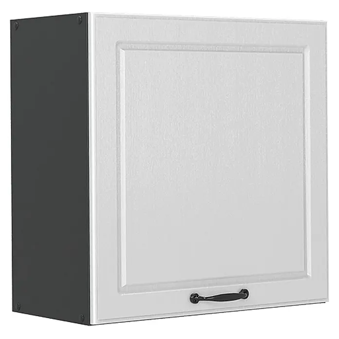 Hängeschrank R-Line 60 cm Weiß Landhaus Art.-Nr. 65803 -  - Weißer Küchenhängeschrank mit grauer Seitenwand und schwarzem Griff.