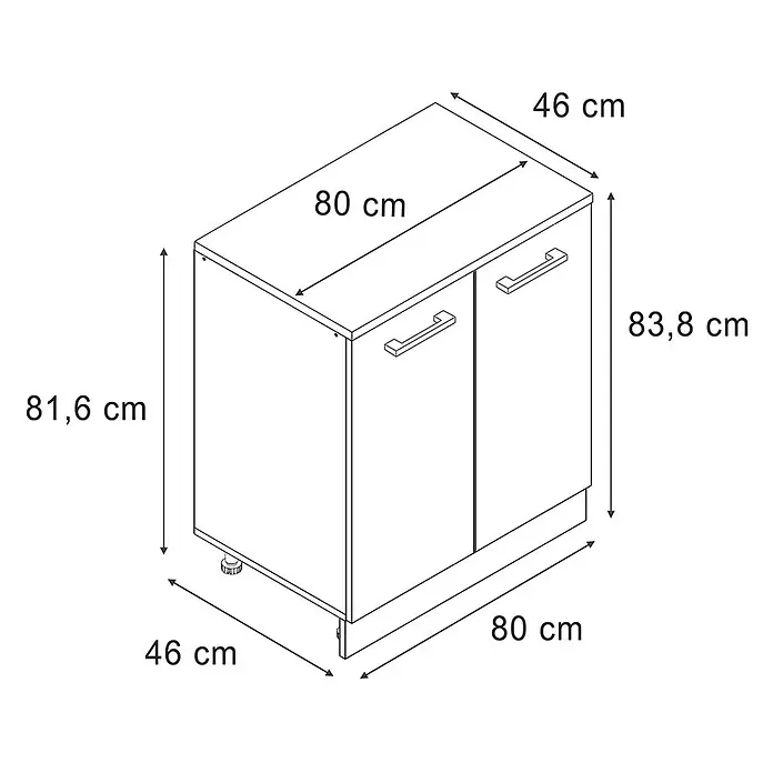 Küchenschrank für Dachschrägen R-Line 80 cm Artisan-Eiche Art.-Nr. 61817 -  - Küchenunterschrank mit zwei Türen und Griffen.