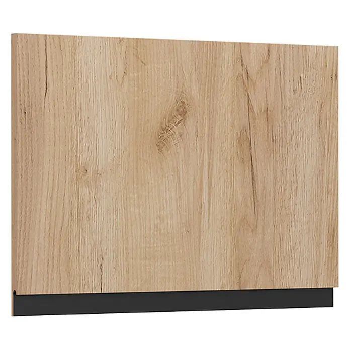 Küchenfront R-Line 59.6 cm Goldkraft Eiche Art.-Nr. 39486 -  - Helle Eichenholzmaserung Schranktür mit integrierter schwarzer Griffleiste unten.